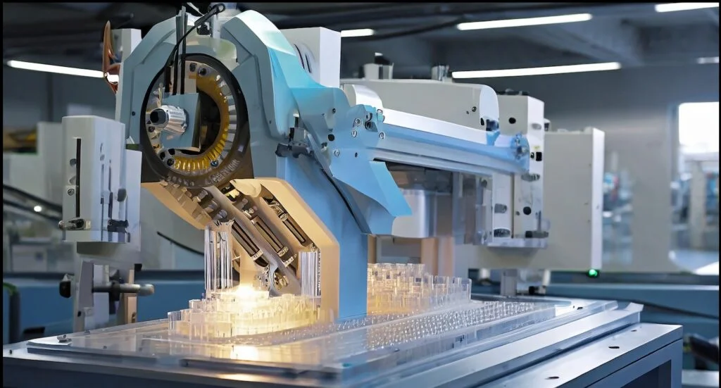 Precision plastic molding machinery in action, showcasing Gemba PMS's dedication to excellence in the plastic industry through innovative processes and continual improvement strategies.